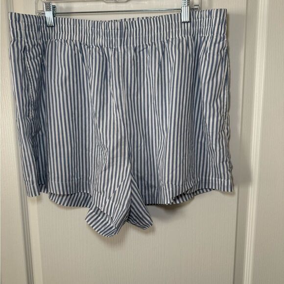 Abercrombie & Fitch Blue Striped Women Shorts - Picture 1 of 5
